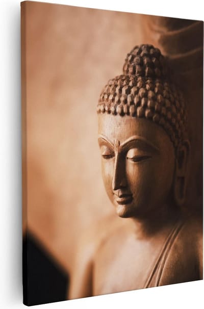 Artaza Canvas Schilderij Boeddha - 80x100 cm - Groot - Wanddecoratie Spiritueel - Muurdecoratie Woonkamer - Schilderijen Op Canvas