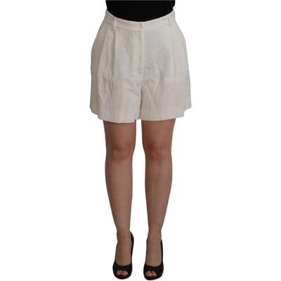 Dolce & Gabbana Witte Hoge Taille Culotte Katoenen Dames Shorts