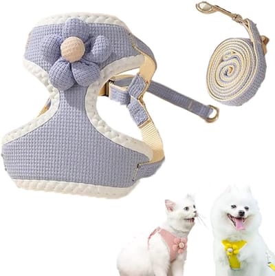 Hondentuig -hondenharnas-hondentuigje kleine hond- Anti-trektuig - Y-vormig tuig - Huisdierentuig - Kattenontsnappingstuig - Verstelbaar tuig voor kleine en middelgrote honden (blauw, maat M)