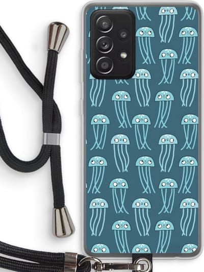 Case Company® - Hoesje met koord geschikt voor Samsung Galaxy A52s 5G hoesje met Koord - Kwallie - Telefoonhoesje met Zwart Koord - Bescherming aan alle Kanten en Over de Schermrand