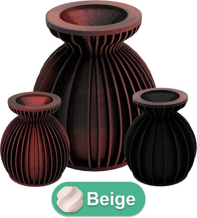 Elin moderne vaas – Decoratieve vaas - Beige - 3d geprinte vaas – geschikt voor droogbloemen - 20CM
