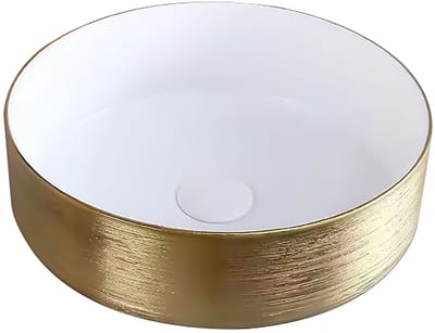 ALONI Turo Waskom met Reliëf – 36x12 cm – Goud/Glanzend Wit