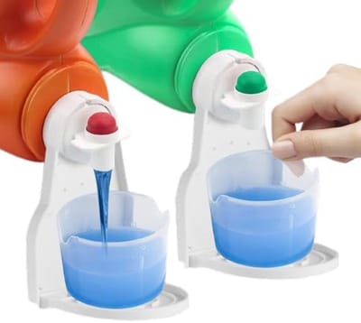 2 stuks - Wasmiddel bekerhouder - Wasmiddel druppelvanger - Voor vloeibare wasmiddelen - Nooit meer rommel of lekken - Houdt de wasmachine, droger en wasruimtevloer schoon en netjes - Wit