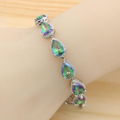 Nouveau Bracelet Zirconia Couleur Arc-en-ciel Pour Femmes Bijoux de Mariage Cadeau d'Anniversaire beige