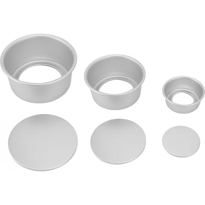 Ensemble de moules à gâteau ronds en alliage d'aluminium, 4, 6 ou 8 pouces, pour pâtisserie, fête, anniversaire, Noël L gray