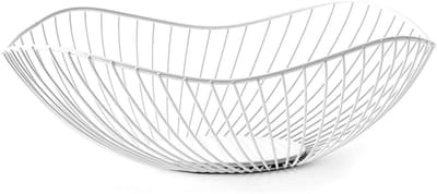 QTTVBTNA - Metaal Fruitmand - Grote Geometrische Opbergmand - Roestbestendig - voor Fruit, Groenten & Snacks - Keukenopslag en Decoratie - Wit - 1 stuk