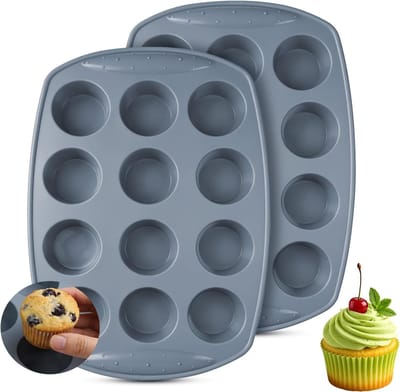 Siliconen taartvormen set van 2, multifunctionele bakvormen voor cupcakes, brownies en desserts, met anti-aanbaklaag