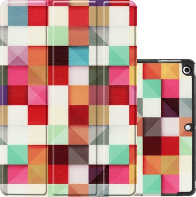 Hoes - Geschikt voor Apple iPad 8 (2020) - 10.2 inch - 8e Generatie - Dun & Stevig - Trifold Bookcase - Hard Cover - Hardcover Book Case - Tablet Hoesje - Blokken