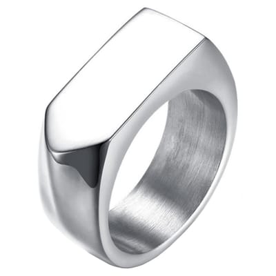 Zilverkleurige stalen zegelring Mendes Jewelry-19mm