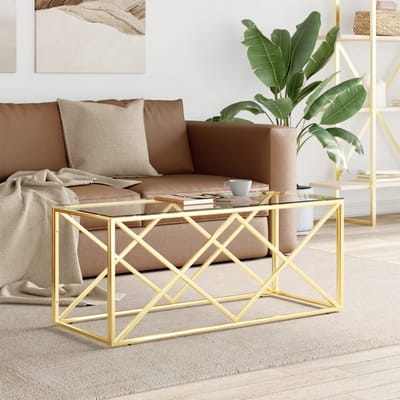 vidaXL - Salontafel - 110x45x45 - cm - roestvrij - staal - en - glas
