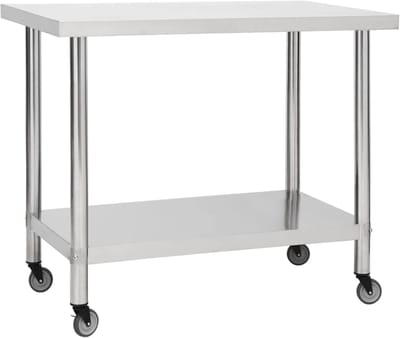 Tuintafel Balkon - Werktafel Keuken - Extra Werkruimte - Met Verstelbare Voeten - 80x60x85 cm - RVS