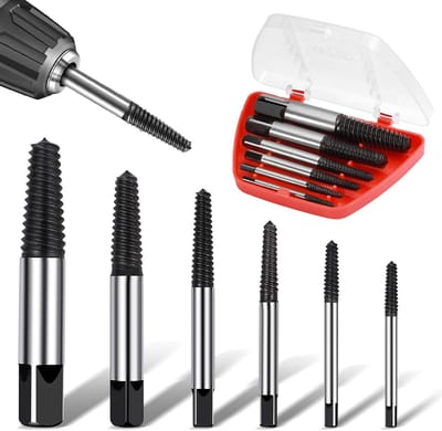 SnelShoppen - 6Pcs Schroef Extractor Set, Hoogwaardig Staal, Voor het Verwijderen van Gebroken Schroeven, Inclusief Opbergdoos, Ideaal voor Huishoudel