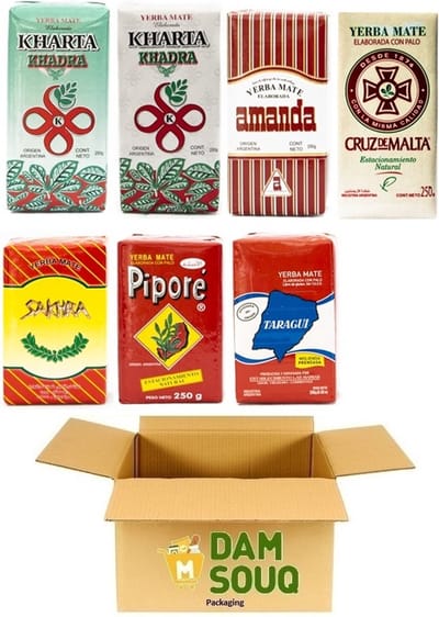 Damsouq® Mate Thee Mixpakket Pipori, Sakhra, Taragui, Amanda, Cruz de malta, Kharta Wit en Groen (7x 250 GR)