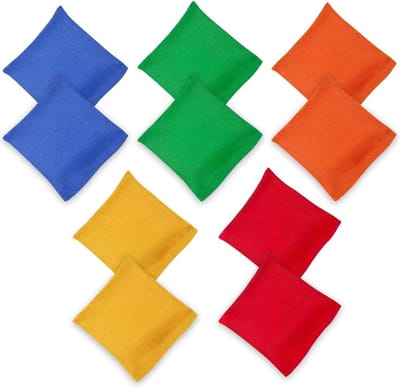 Zitzakken voor Kinderen - Cornhole Zakjes - Feestspelletjes Buiten - Duurzaam Canvas Materiaal - 8 x 8 cm - Veelkleurig