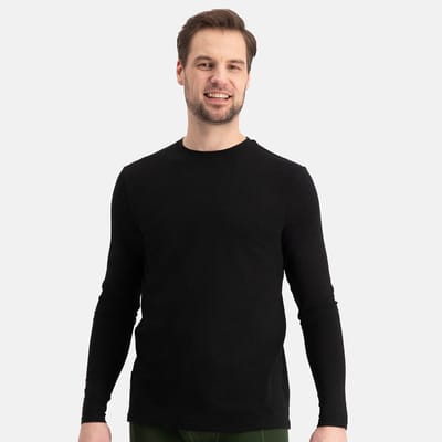 Comfortabel & Zijdezacht Bamboo Basics T-shirts lange mouw Ralph ronde hals (2-pack) – Zwart - S