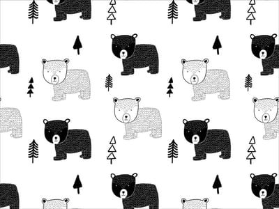 kinderkamerkleed vinyl | Grizzly zwart-wit beertjes