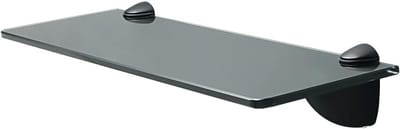 Zwarte Wandgemonteerde Glazen Plank Set van Zinklegering met Steunen - Tempered Glas 38x17x0.8cm voor Badkamer en Keuken, Ideaal voor Opslag en Decoratie
