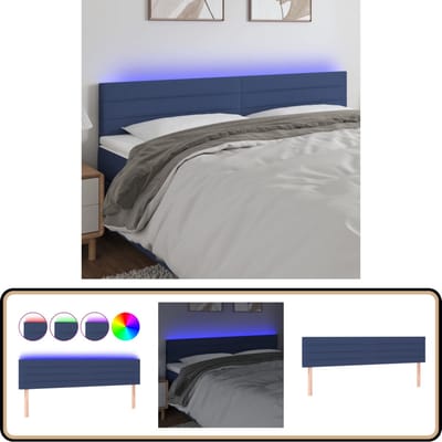vidaXL - Hoofdbord - LED - 160x5x78/88 - cm - stof - blauw