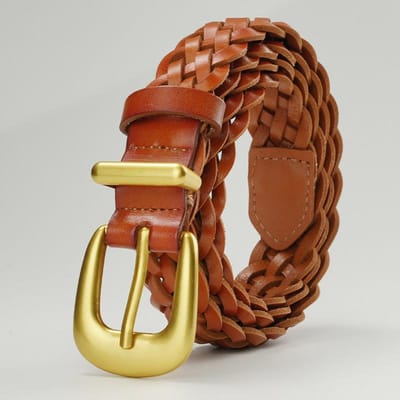 Riem voor dames Toplaag Koeienhuid Gespsluiting Mode Casual Gebreid Puur Koeienhuid Riem Middelbare Leeftijd en Jong Broek 105cm brown