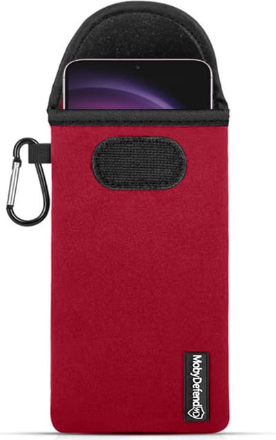 MobyDefend Hoesje - Geschikt voor Samsung Galaxy S23 Plus (S23+) - Neopreen Pouch Met Karabijnhaak - Insteek - Riemlus - Rood