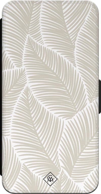 Casimoda® bookcase - Geschikt voor iPhone 15 - Hoesje met pasjeshouder - Palm Leaves Beige - Bruin/beige - Kunstleer