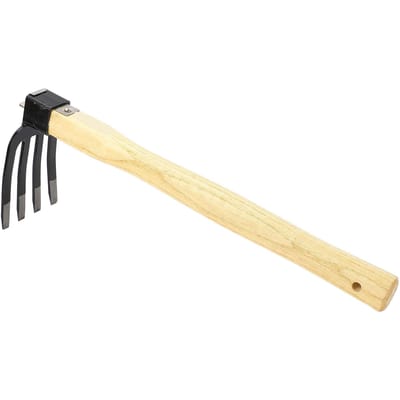 Houe Fourche Combo Manche en bois Pelle à main de jardin Râteau Outil à main de jardin pour écraser et aérer le sol