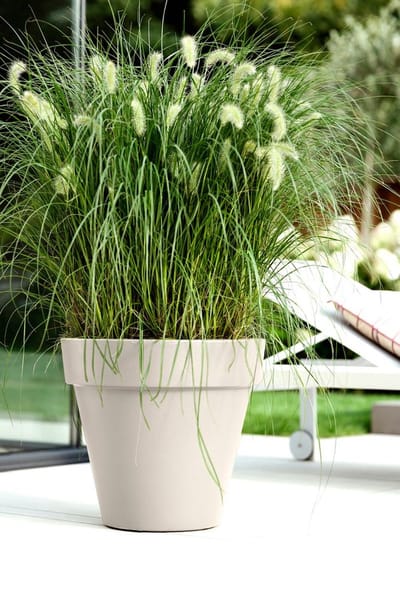 Elho Pure Round 40 - Grote Bloempot voor Binnen & Buiten - Gemaakt van Gereycled Plastic - Ø 39.0 x H 35.7 cm - Linen white