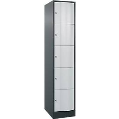 C+P lockerkast Resisto, 1 vak, 5 vakken, B 396 x D 640 x H 1950 mm, antracietgrijs/lichtgrijs
