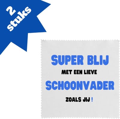 Akyol - super blij met een lieve schoonvader zoals jij brillendoekjes - Papa - de liefste schoonvader - vader cadeautjes - vaderdag - verjaardag - geschenk - kado - 17,8 bij 17,8 cm - 2 stuks