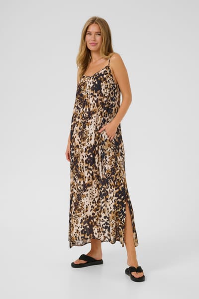 Kaffe Jurk Kathora Amber Singlet Dress 10510045 Leopard Print Dames Maat - 34