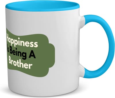 Akyol - happiness is being a brother koffiemok - theemok - blauw - Broer - de liefste broer - verjaardag - cadeautje voor broer - broer artikelen - kado - geschenk - 350 ML inhoud
