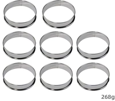 Daity 8-delige antiaanbak shortbread ringset - Dubbelgekruld brood - koekjestaart en cakevorm bakgereedschap voor thuis- en professionele keukens