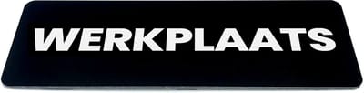 Deurbordje met tekst werkplaats - Zwart/wit - Formaat 150 x 50 mm x 1,6mm - incl. plakstrip