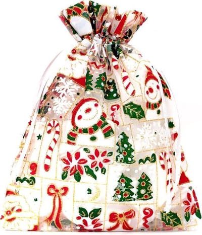 Kerst zakjes Organza - 30 x 40 cm - 3 stuk - Kerstman Kerstboom Sneeuwpop - Kerstverpakking Kerstdecoratie Kerstversiering