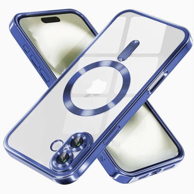 Hoesje Geschikt voor: iPhone 16 Magsafe Compatible - Blauw - Back Cover met ingebouwde camera glas bescherming