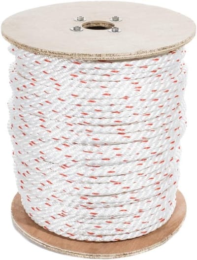Gedraaid Touw - Robuust Koord - Veilig Bevestigen - Slijtvast Materiaal - 3/8 Inch x 100 Voet - Wit Met Tracers