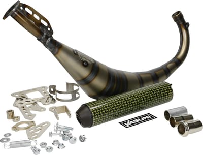 Uitlaat Yasuni R2 Max kevlar onderlangs Derbi en Minarelli AM6 50cc 2 Takt