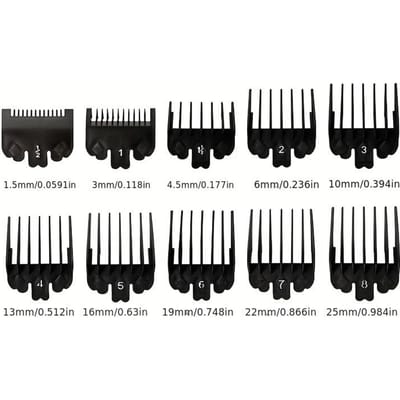 10 stuks Universele Opzetstukken Haarknipkammen voor Professionele Haartrimmermachine Kappersaccessoires Trimmer Limietkammen 1.5-25mm 10pcs