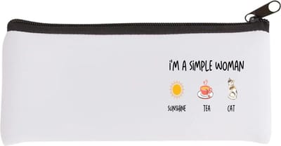 Akyol - i'm a simple woman sunshine, tea, cat Etui - Quotes - vrouwen die simpel zijn - vrouwen - quotes - verjaardagscadeau - verjaardag - cadeau - kado - geschenk - gift - 20 bij 9 cm
