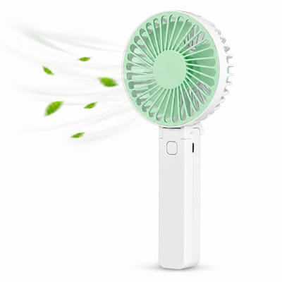 Ulisem - Handventilator - opvouwbare ventilator - oplaadbare kleine zakventilator met 3 snelheden - USB-aansluiting - ventilator voor kantoor, buiten en binnen - groente