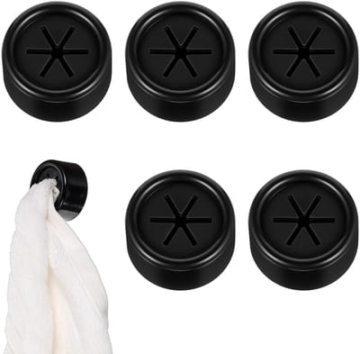 Dailygoods- Handdoekhaken Zelfklevend - 5 Stuks - Zwarte Keuken Haken - Antislip - Ruimtebesparend - Waterdicht - Innovatief Ontwerp - Keukenhaken