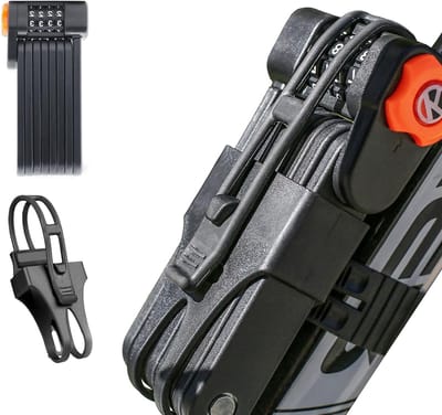 Vouwbare Fietslot met Bevestigingsbeugel, 4-cijferige Combinatie, Zware Staal Anti-Diefstal, Waterdicht en Roestbestendig Fietsketting voor E-Bikes en Fietsen