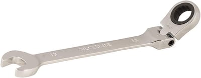 Ratelsleutel Flexibele Kop - Ringsleutel Verstelbare Sleutel - Krappe Ruimtes Bereiken - 180 Graden Draaibare Kop - 13 mm - Zilver
