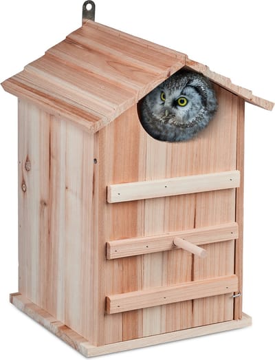 uilenkast kleine uilen - nestkast uil - invliegopening 9,5 x 9,5 cm - dennenhout