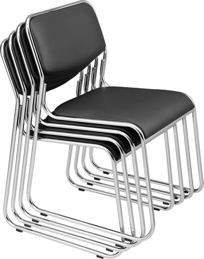 [pro.tec]® Bureaustoel - Conferentiestoel - 4 stuks set - Zwart