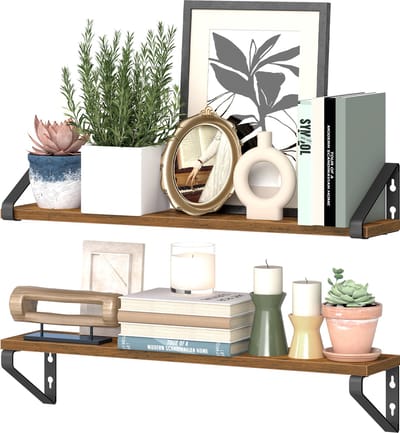 VASAGLE - Wandplank - Zwevend Wandrek 2-delig - 2 Montageopties - Voor Woonkamer Keuken Badkamer