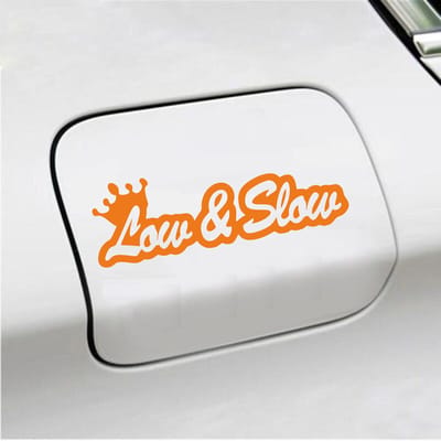 Bumpersticker - Low & Slow - 4,8 X 14,8 - Oranje