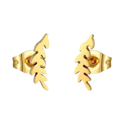 Aramat Jewels | Oorbellen | Goudkleurige blad oorstuds 10×3 mm | | | |3mm | Staal | Kinderen, Volwassenen | Verkleurd niet
