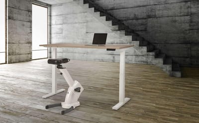 Ergonomisch elektrische verstelbaar zit/sta bureau Teez breed 140CM diep 80CM bladkleur Robson Eiken framekleur Aluminium (RAL9006)