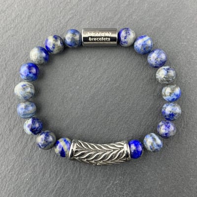 Dragon Bracelets Heren Armband - Royal Viking - Blauw Grijs - Lapis Lazuli Natuursteen